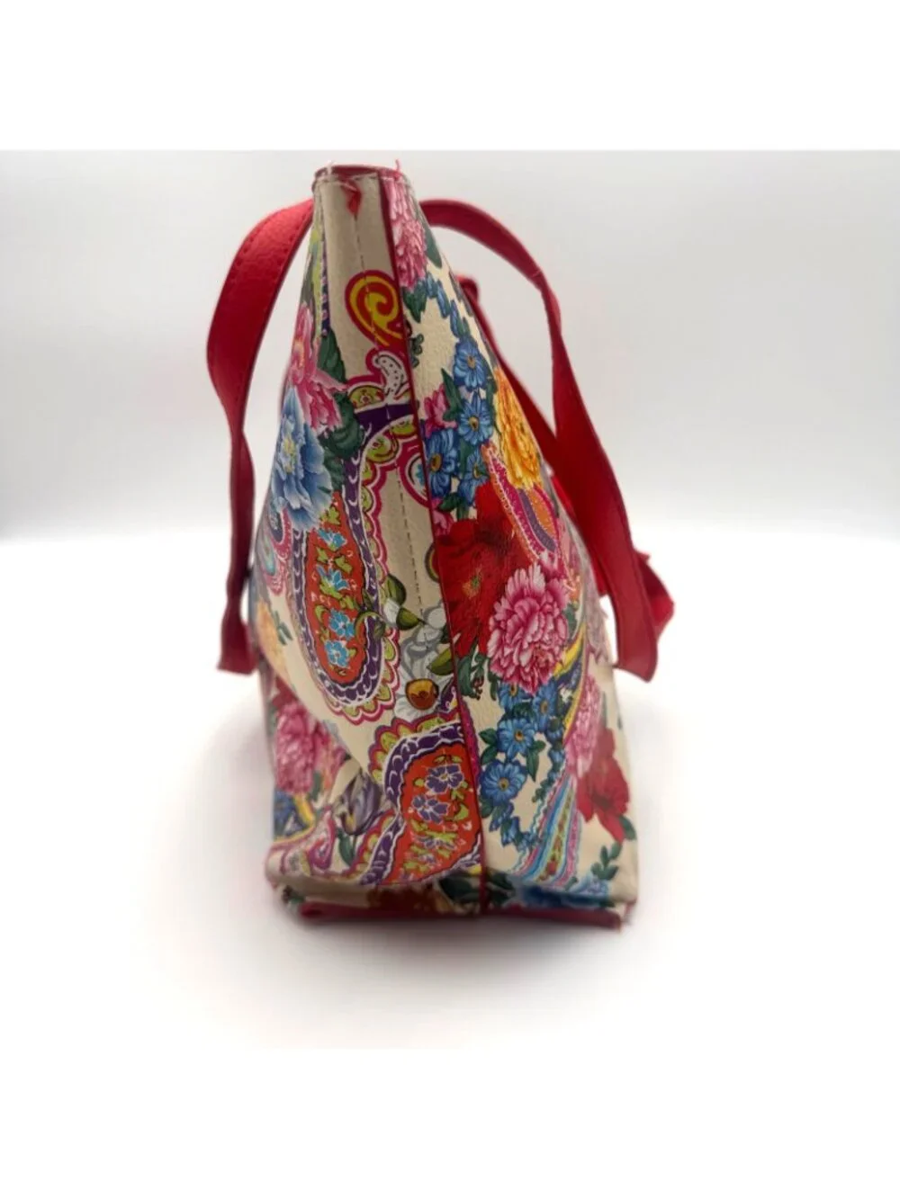 Floral Paisley Tote Bag Red Multicolor Tassel Shoulder Handbag Large Purse